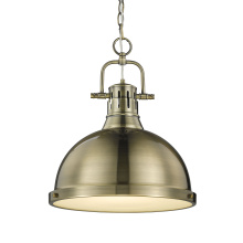 Golden 3602-L AB-AB - Yep by Golden Lighting Duncan 1-light 14in Chain Hung Pendant in Aged Brass